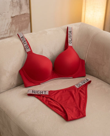 XAYWEAR Olivia's Night Silk Padded Bra and Panty Lingerie Set