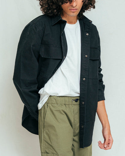 XAYWEAR Button Down Over Shirt - Black