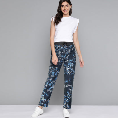 XAYWEAR Navy Floral Printed Trouser For Women