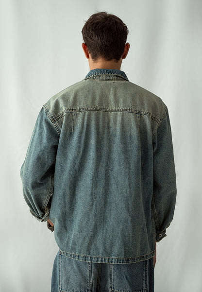 XAYWEAR Denim Over Shirt With Flap Pockets Overdyed