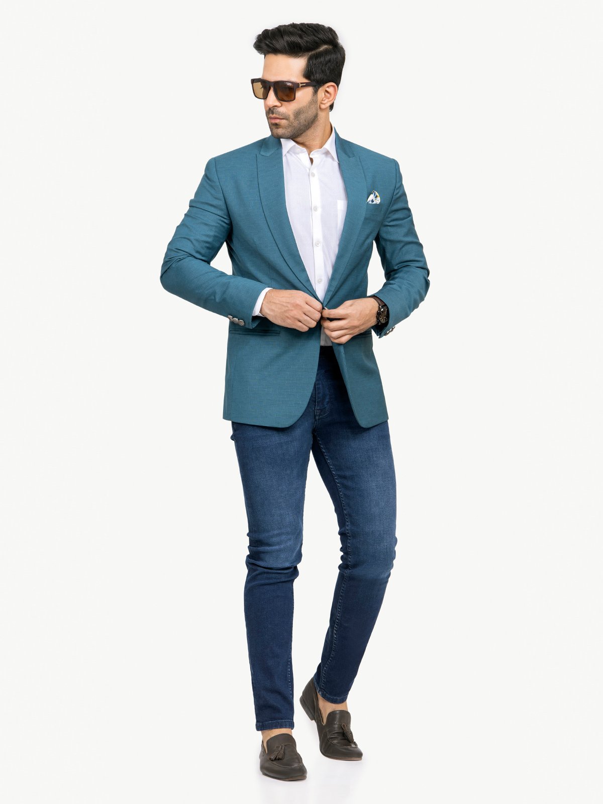 XAYWEAR Teal Horizon Slim Blazer