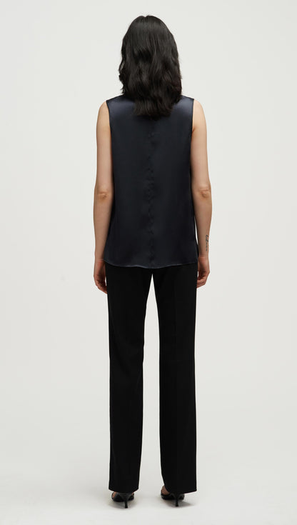 XAYWEAR Crewneck Tank in Silk Charmeuse | Deep Teal