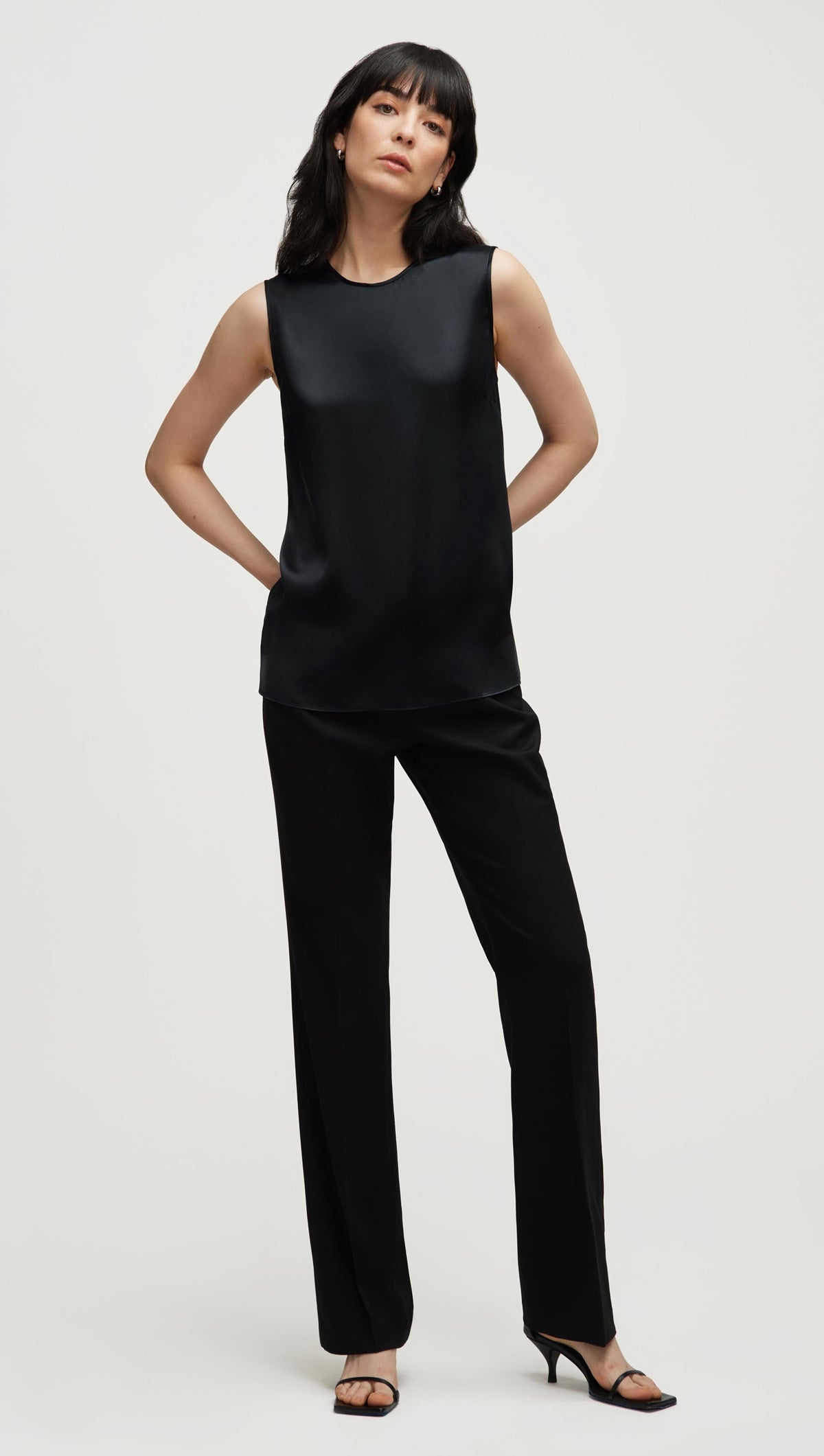 XAYWEAR Crewneck Tank in Silk Charmeuse | Deep Teal
