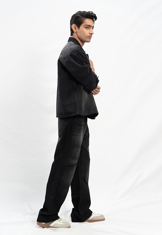 XAYWEAR Basic Denim Shirt - Black Stone Wash