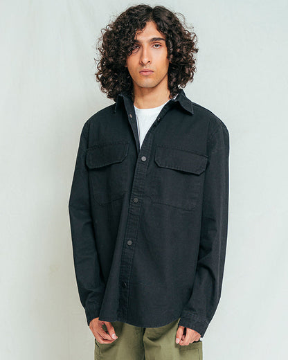 XAYWEAR Button Down Over Shirt - Black