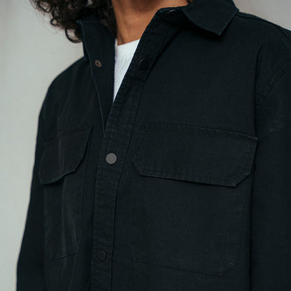 XAYWEAR Button Down Over Shirt - Black