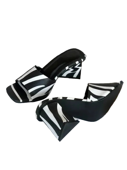 XAYWEAR Women's Stylish Zebra Print Heels