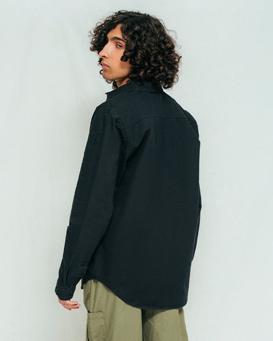 XAYWEAR Button Down Over Shirt - Black