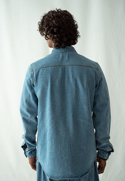 XAYWEAR Denim Over Shirt With Pockets - Mid Blue