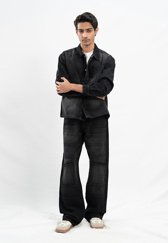 XAYWEAR Basic Denim Shirt - Black Stone Wash