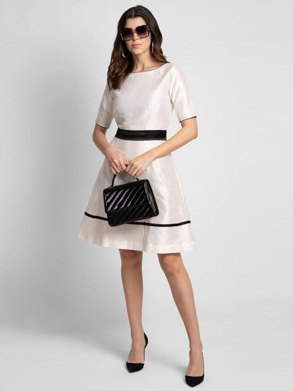XAYWEAR Elegant Ivory Black Dress for Special Occasions