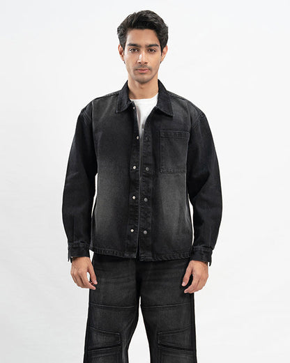XAYWEAR Basic Denim Shirt - Black Stone Wash