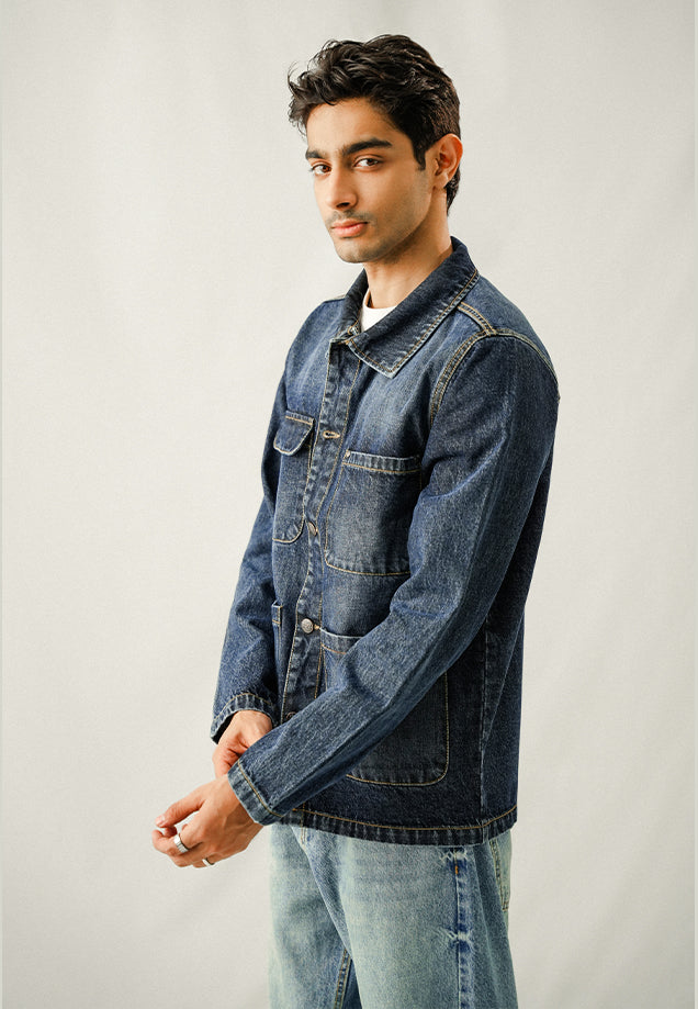 XAYWEAR Multi Pocket Over Shirt - Washed Out Denim Blue