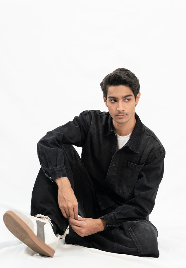 XAYWEAR Basic Denim Shirt - Black Stone Wash