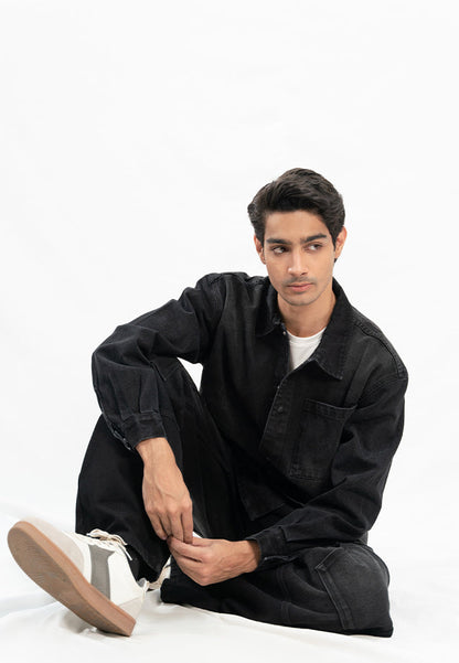 XAYWEAR Basic Denim Shirt - Black Stone Wash
