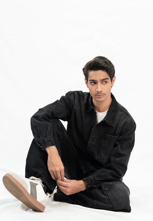 XAYWEAR Basic Denim Shirt - Black Stone Wash