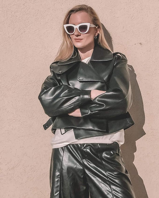 XAYWEAR Oversized Faux Leather Jacket for Stylish Looks