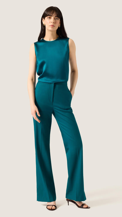 XAYWEAR Crewneck Tank in Silk Charmeuse | Deep Teal
