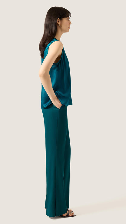 XAYWEAR Crewneck Tank in Silk Charmeuse | Deep Teal