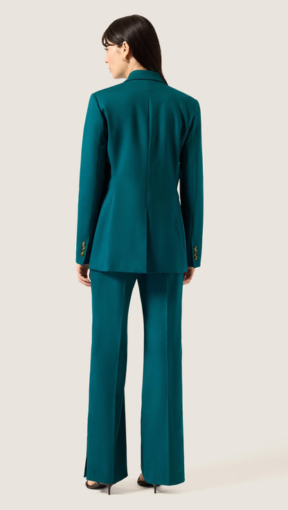 XAYWEAR Double-Breasted Blazer in Seasonless Wool | Deep Teal