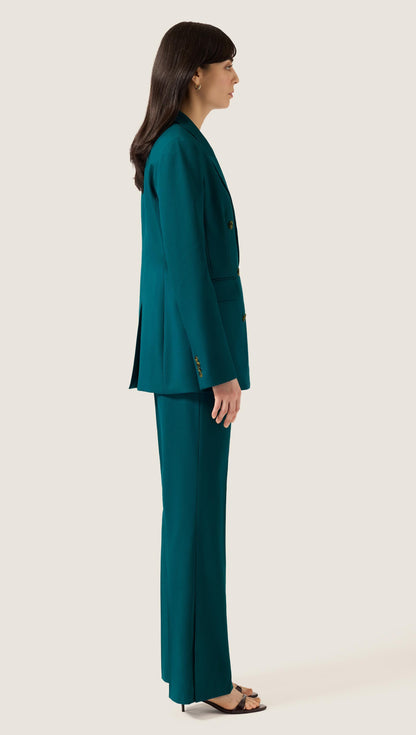 XAYWEAR Double-Breasted Blazer in Seasonless Wool | Deep Teal