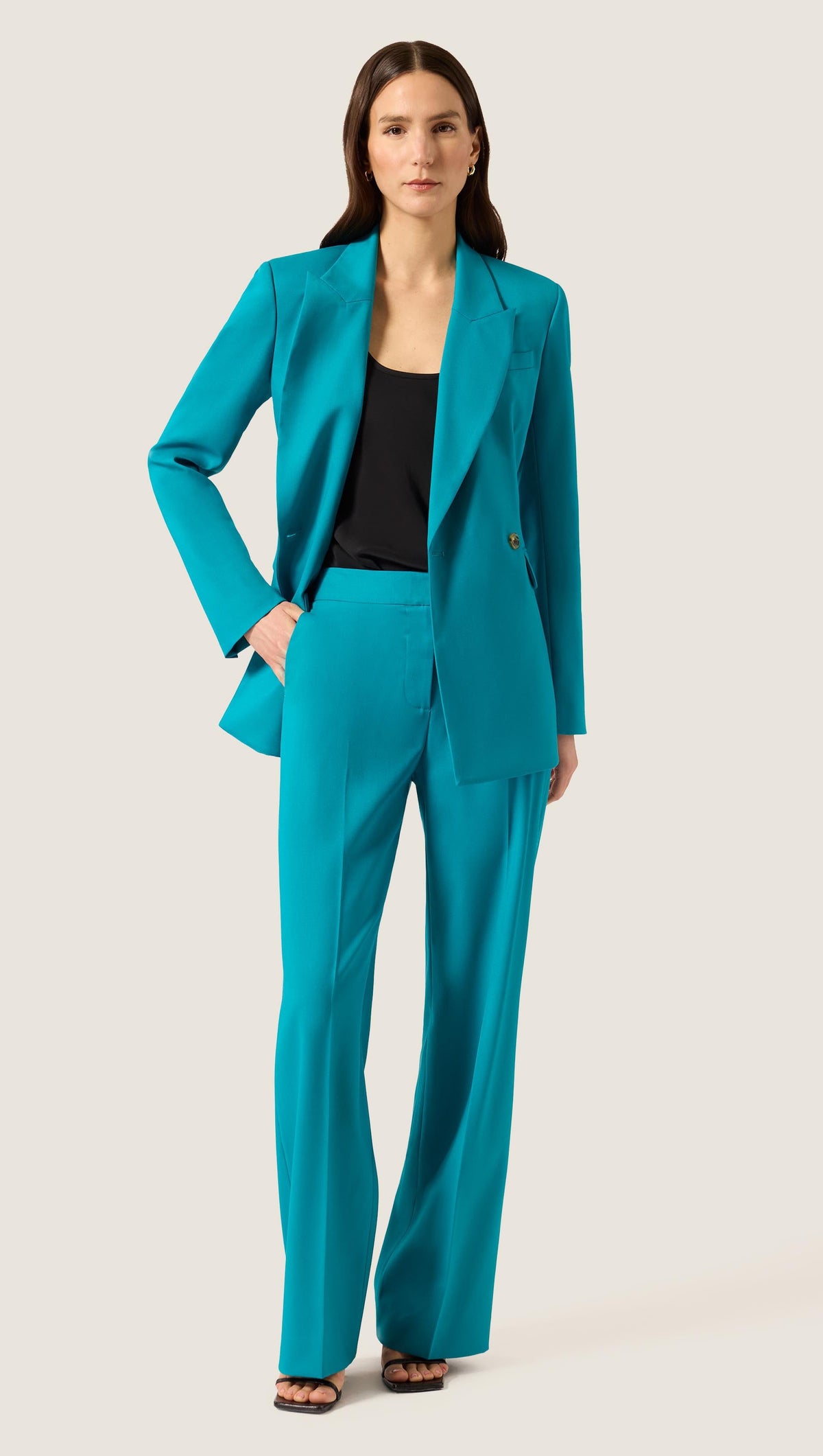 XAYWEAR Turquoise Tailored Blazer & Trousers Set - Electric Peacock