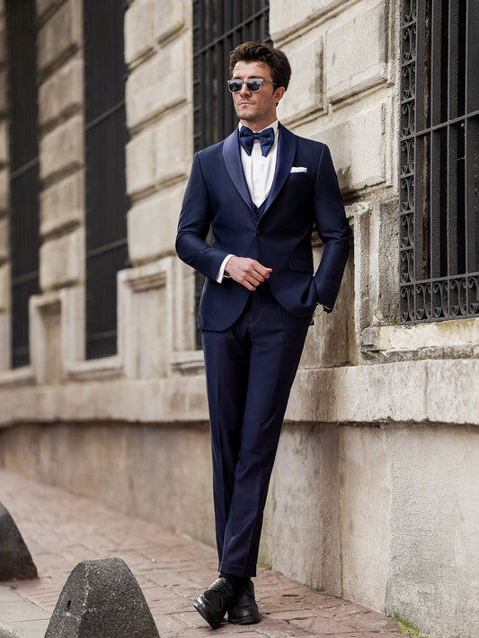 XAYWEAR Men's Navy Slim-Fit Tuxedo 3-Piece