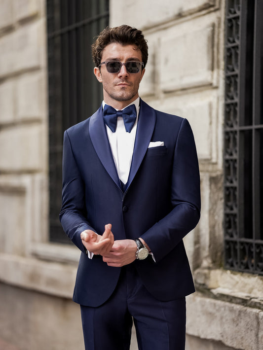 XAYWEAR Men's Navy Slim-Fit Tuxedo 3-Piece
