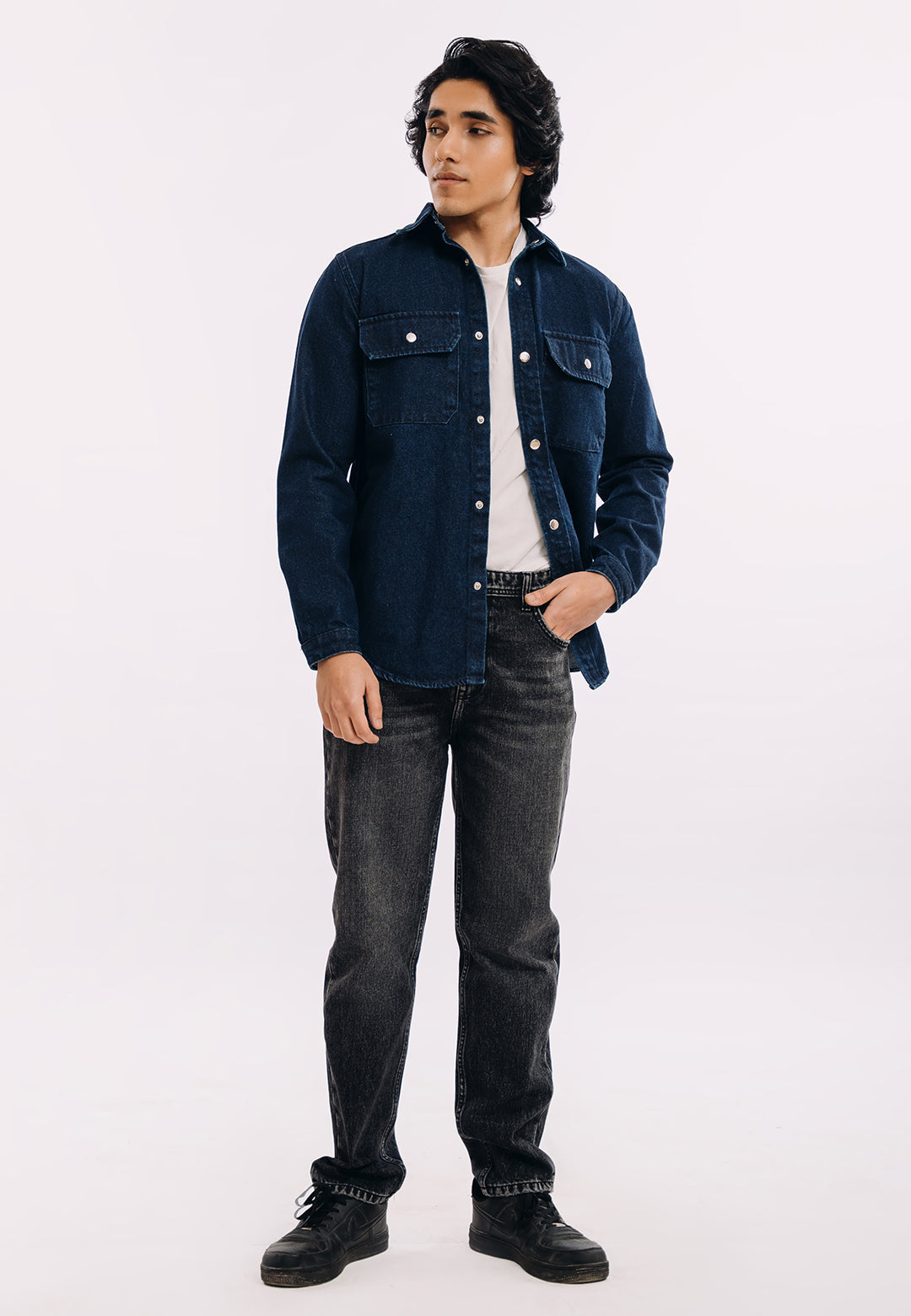 XAYWEAR Button Down Over Shirt - Dark Blue