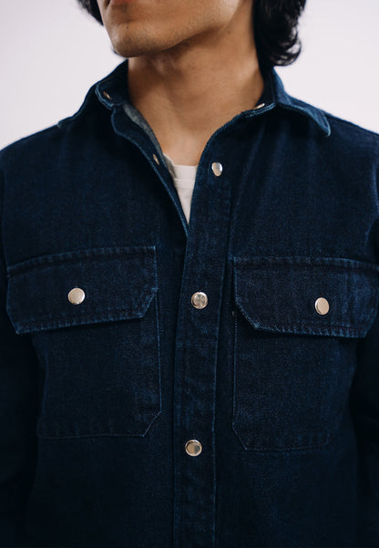 XAYWEAR Button Down Over Shirt - Dark Blue