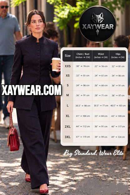 XAYWEAR Royal Plum Mandarin Collar Business Suit