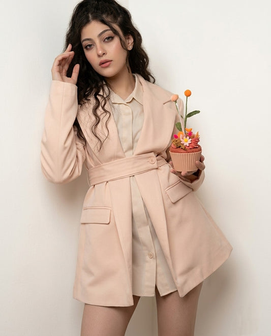 XAYWEAR Belted Pink Jacket for Women - Stylish & Chic