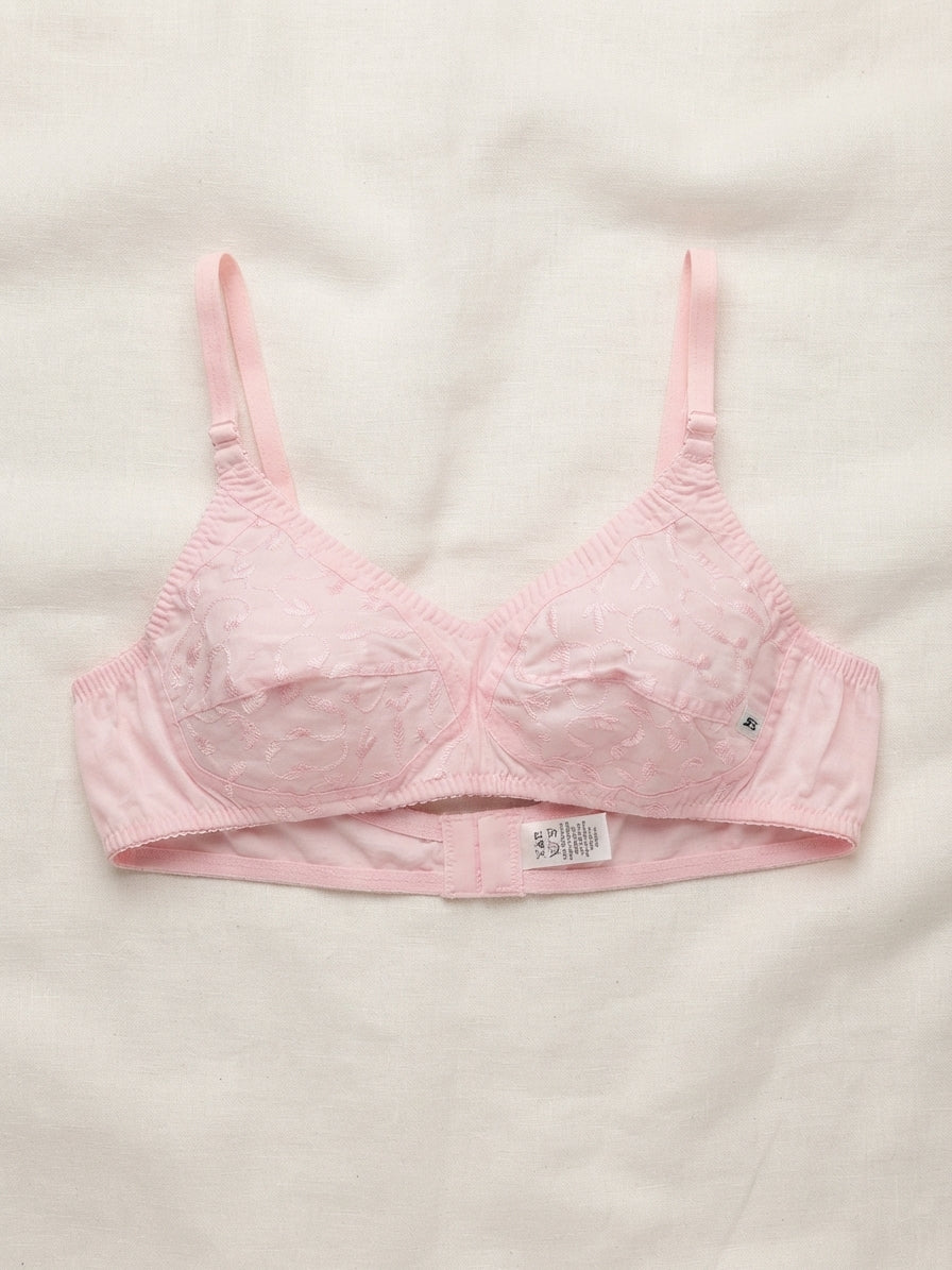 XAYWEAR Embroidery Bra - Comfortable Non-Padded Cotton Bra - PACK OF 3