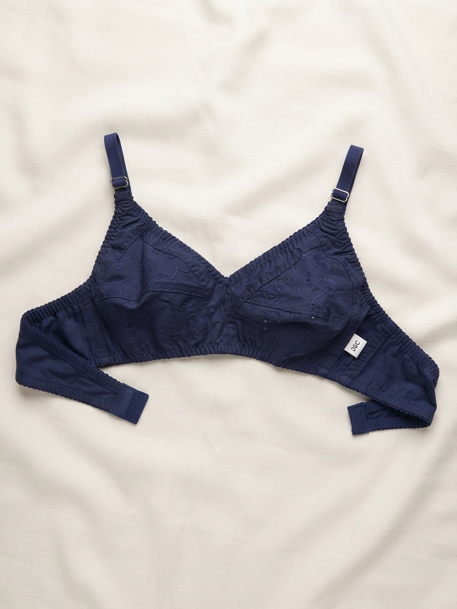 XAYWEAR Embroidery Bra - Comfortable Non-Padded Cotton Bra - PACK OF 3