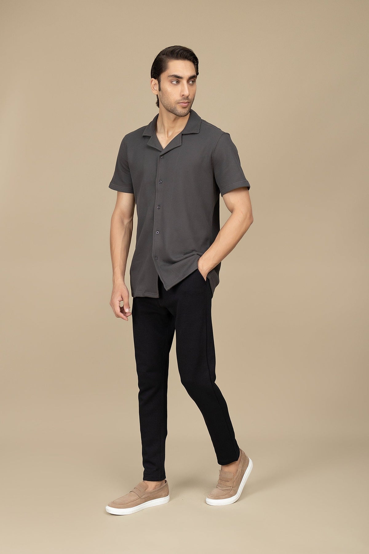 XAYWEAR Charcoal Grey Casual Shirt