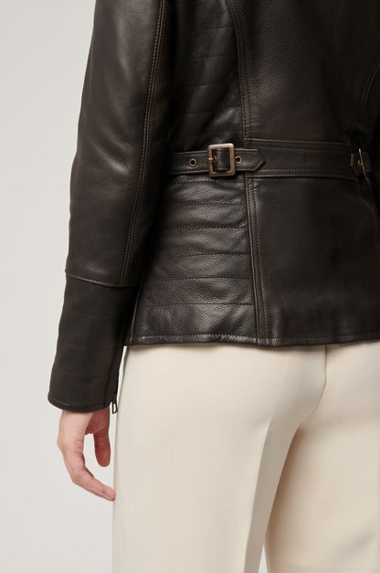 XAYWEAR Brown Zip-Up Jacket Women Stylish Leather Design - XAYWEAR