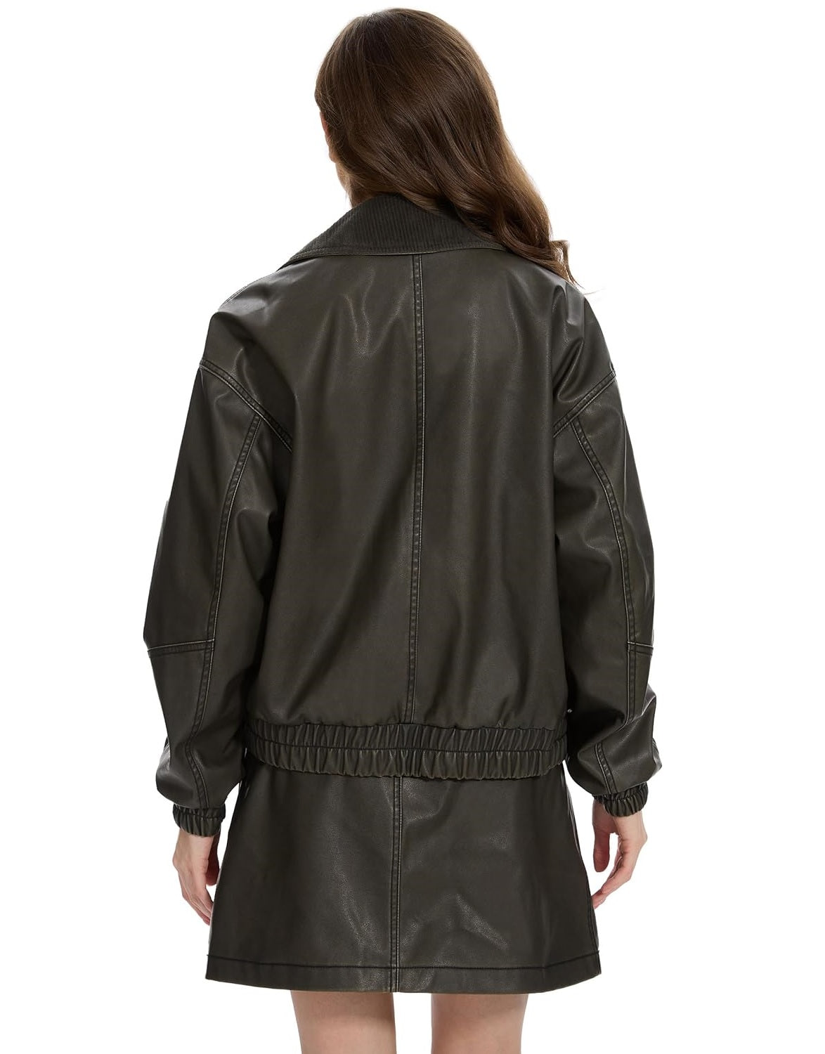 XAYWEAR Women's Faux Leather Bomber Jacket - XAYWEAR