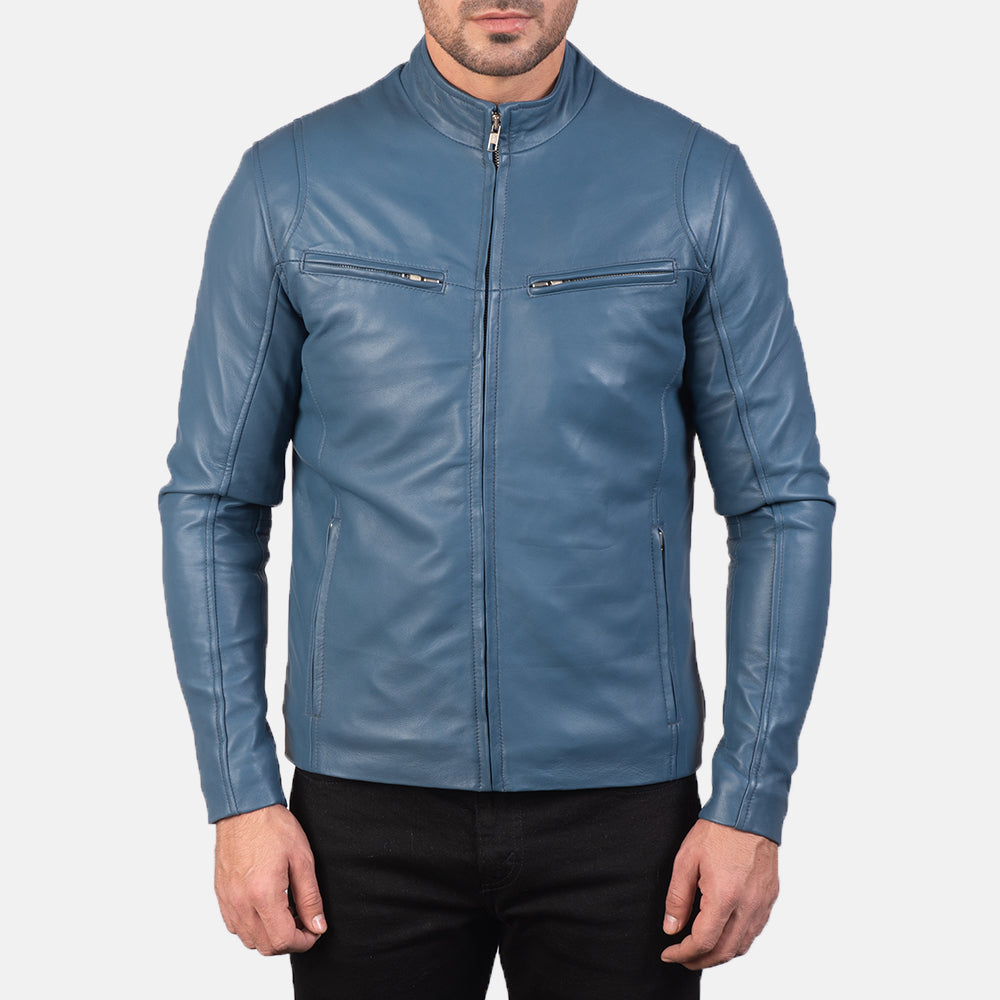 XAYWEAR Men's Ionic Biker Jacket XR08 in Blue
