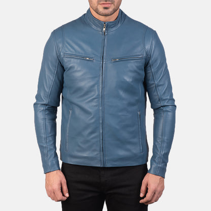 XAYWEAR Men's Ionic Biker Jacket XR08 in Blue