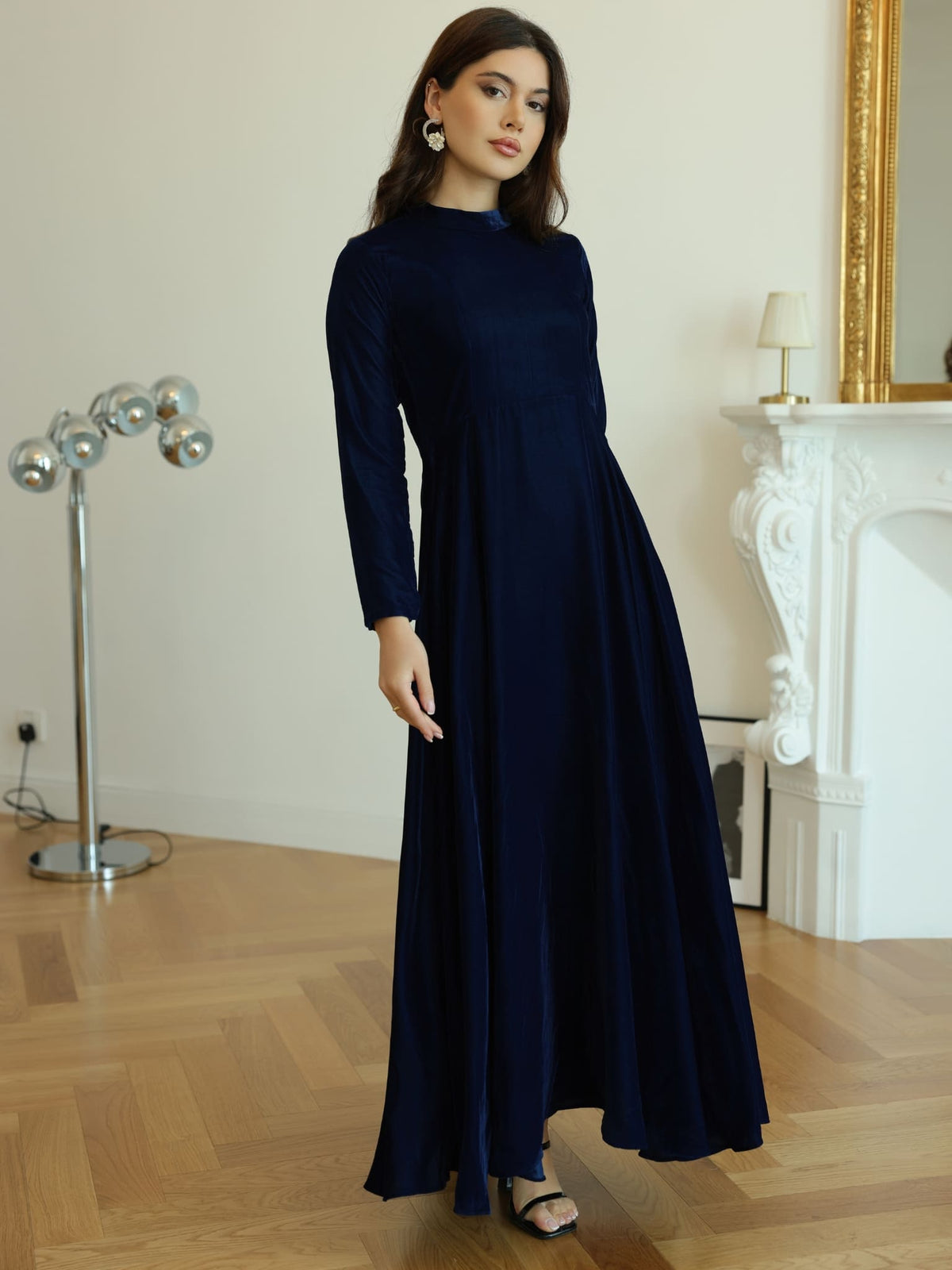 XAYWEAR Shawn Blue Velvet Dress