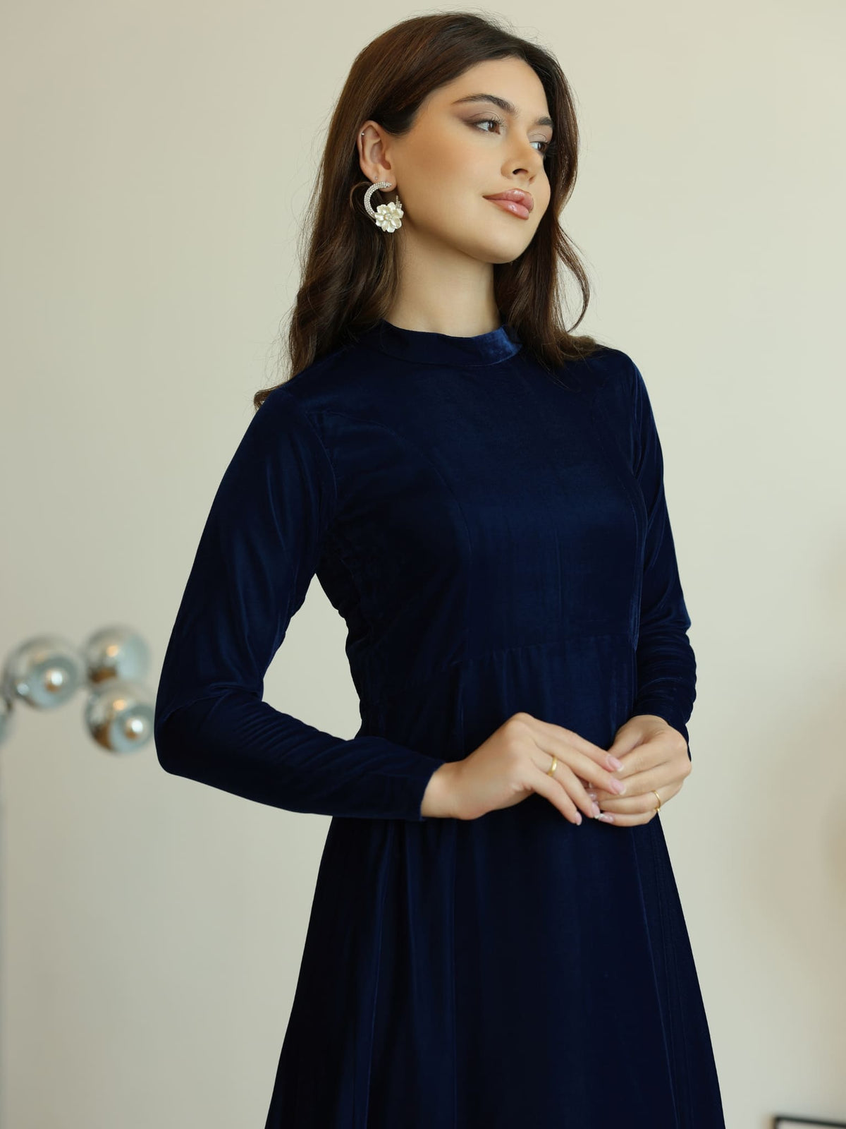 XAYWEAR Shawn Blue Velvet Dress