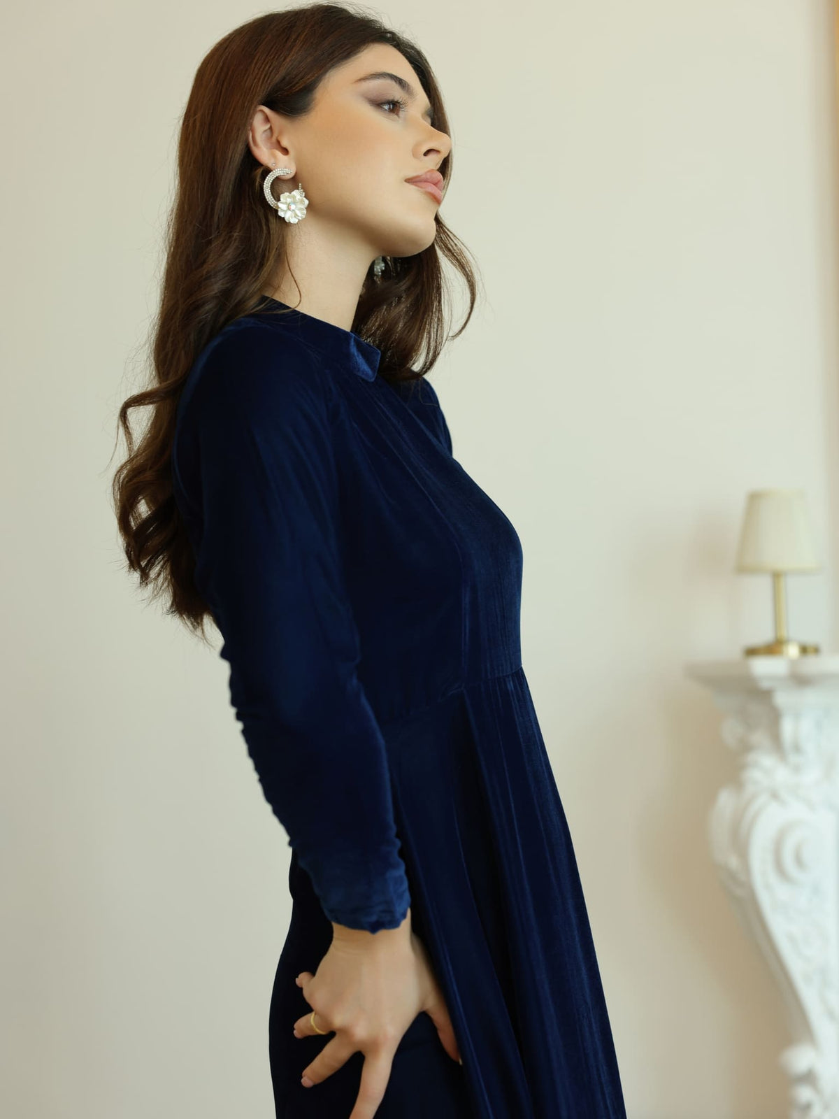 XAYWEAR Shawn Blue Velvet Dress