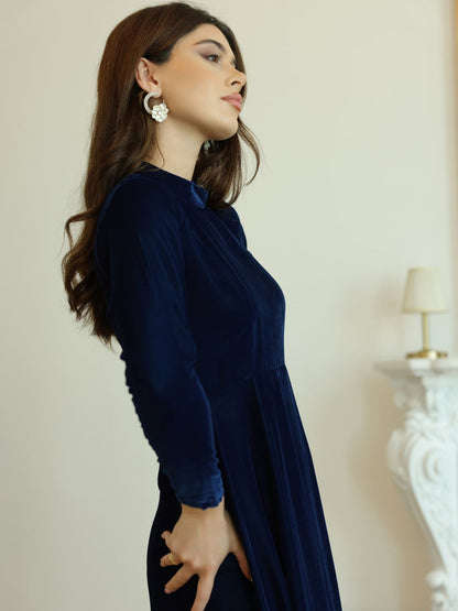 XAYWEAR Shawn Blue Velvet Dress