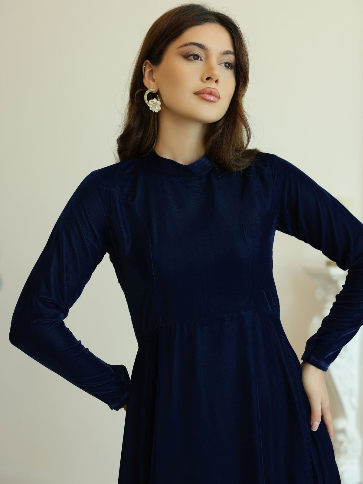 XAYWEAR Shawn Blue Velvet Dress