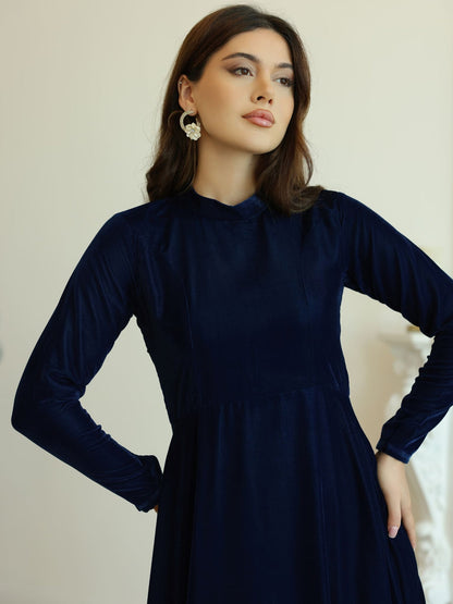 XAYWEAR Shawn Blue Velvet Dress