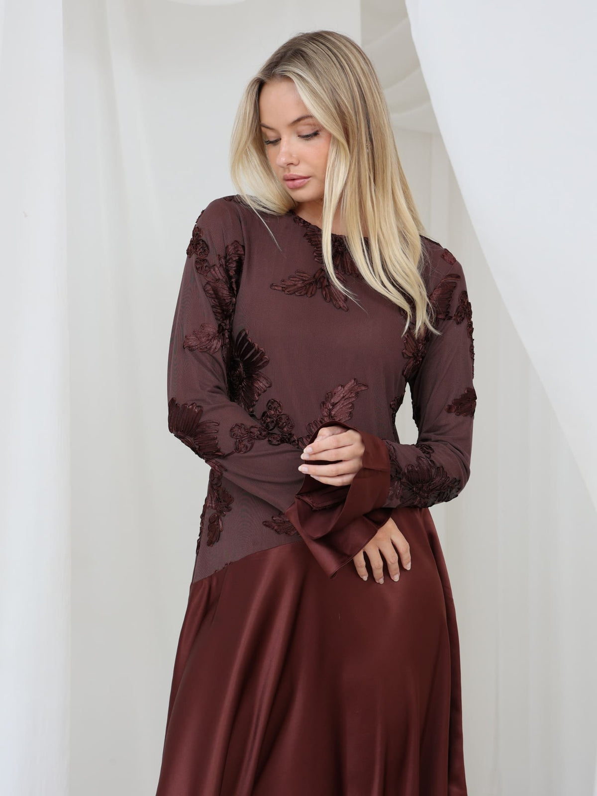 XAYWEAR Elorine Brown Long Dress