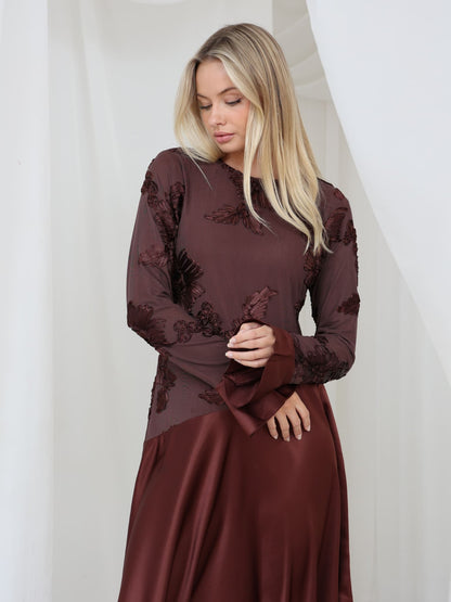 XAYWEAR Elorine Brown Long Dress