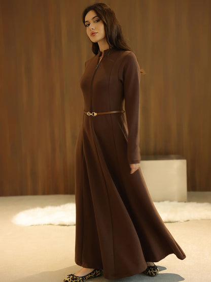XAYWEAR Haelin Panel Brown Dress