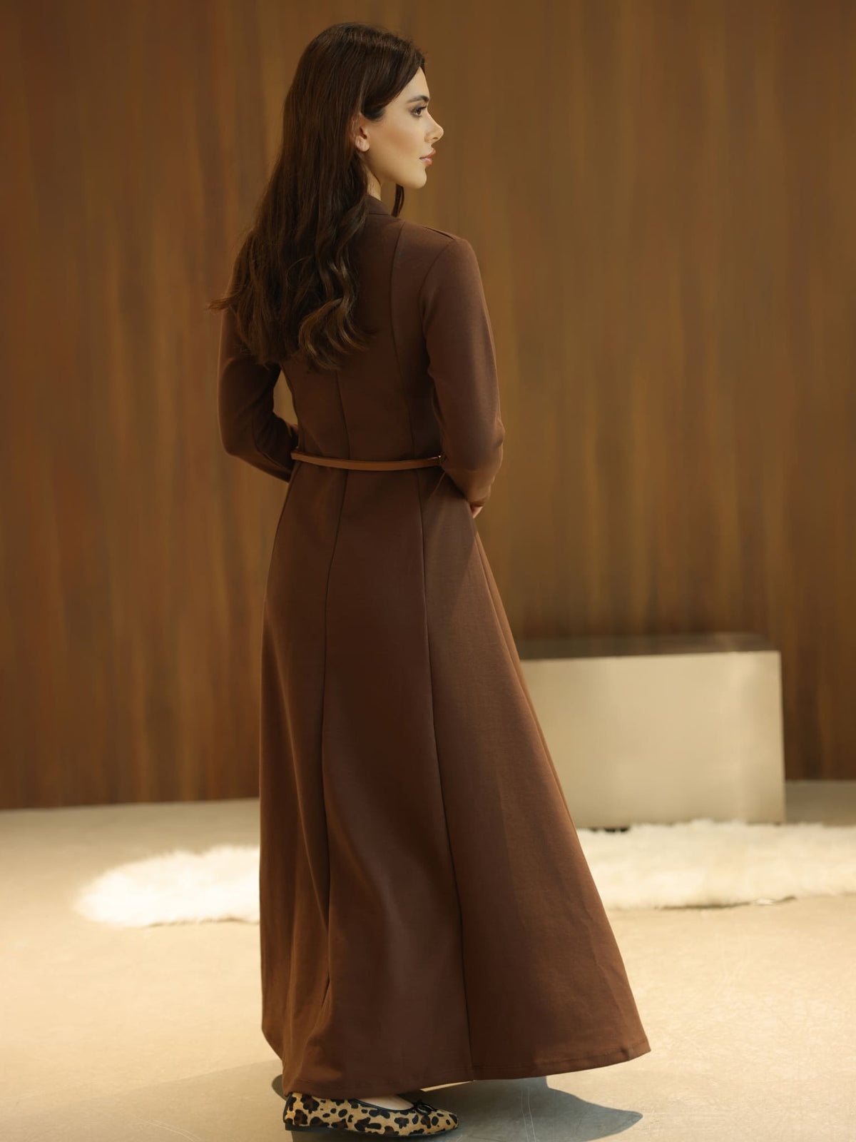 XAYWEAR Haelin Panel Brown Dress