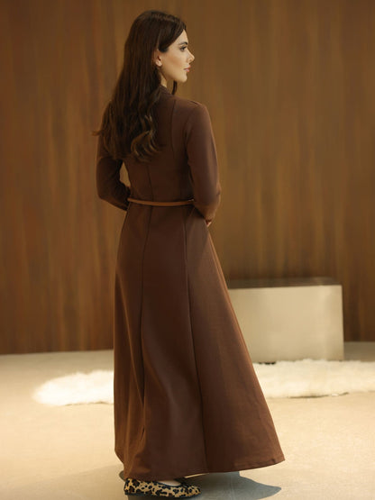 XAYWEAR Haelin Panel Brown Dress